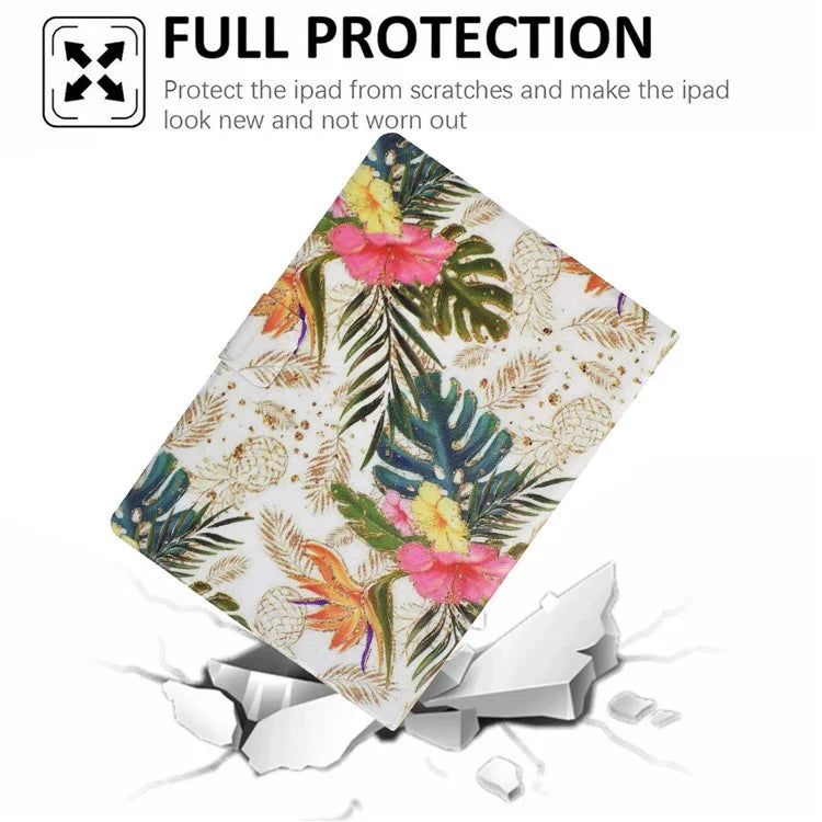 For iPad Pro 11 (2024) Case Pattern Leather Tablet Protective Cover Auto Sleep / Wake