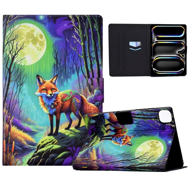 For iPad Pro 11 (2024) Case Pattern Leather Tablet Protective Cover Auto Sleep / Wake
