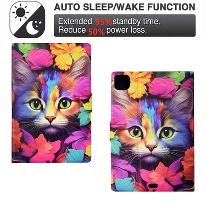 For iPad Pro 11 (2024) Case Pattern Leather Tablet Protective Cover Auto Sleep / Wake