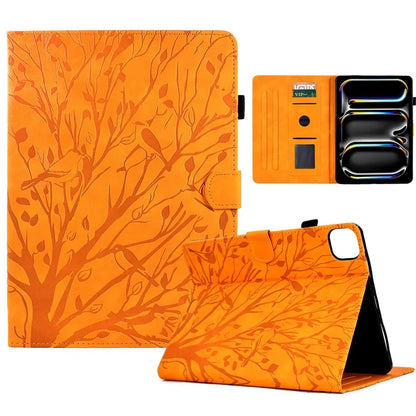 For iPad Pro 11 (2024) Leather Case Tree Pattern Folio Stand Smart Tablet Cover