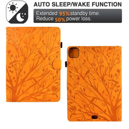 For iPad Pro 11 (2024) Leather Case Tree Pattern Folio Stand Smart Tablet Cover