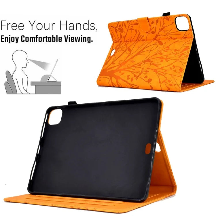 For iPad Pro 11 (2024) Leather Case Tree Pattern Folio Stand Smart Tablet Cover