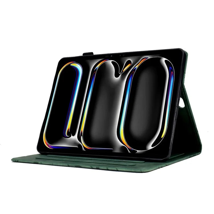 For iPad Pro 11 (2024) Leather Case Tree Pattern Folio Stand Smart Tablet Cover