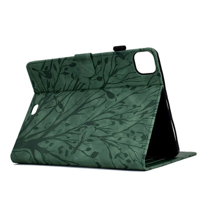 For iPad Pro 11 (2024) Leather Case Tree Pattern Folio Stand Smart Tablet Cover