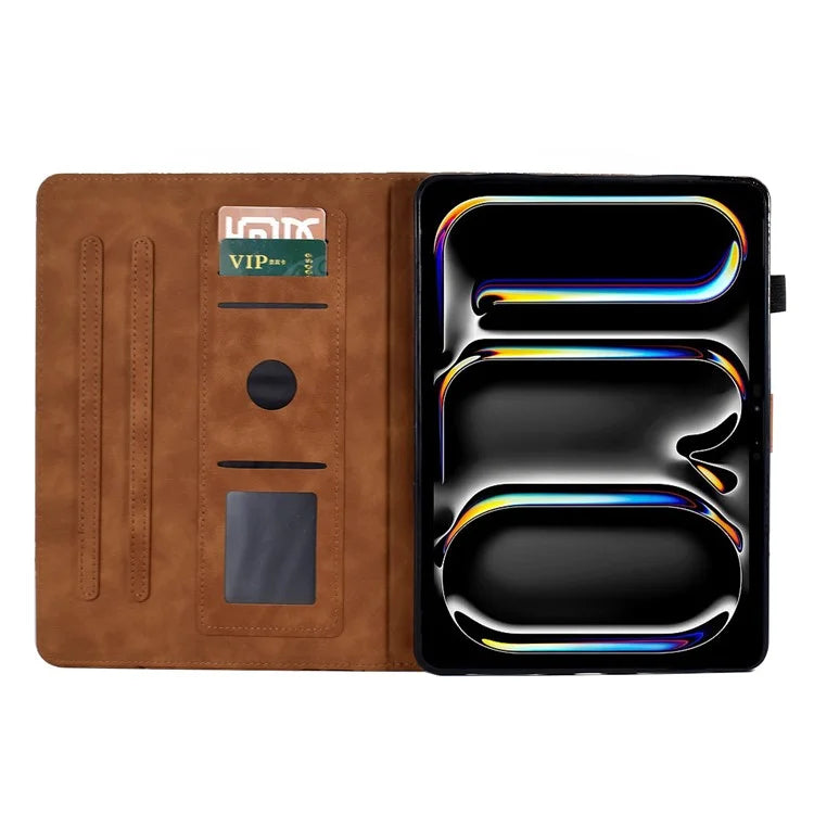 For iPad Pro 11 (2024) Leather Case Tree Pattern Folio Stand Smart Tablet Cover