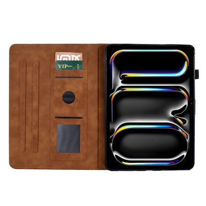 For iPad Pro 11 (2024) Leather Case Tree Pattern Folio Stand Smart Tablet Cover