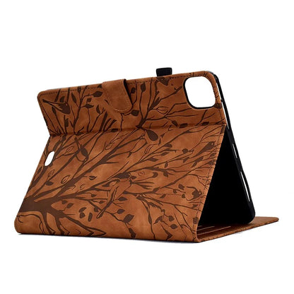 For iPad Pro 11 (2024) Leather Case Tree Pattern Folio Stand Smart Tablet Cover