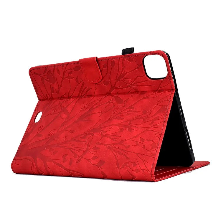 For iPad Pro 11 (2024) Leather Case Tree Pattern Folio Stand Smart Tablet Cover
