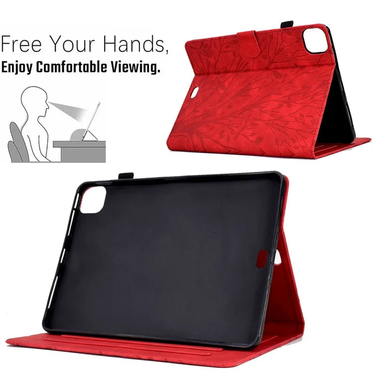 For iPad Pro 11 (2024) Leather Case Tree Pattern Folio Stand Smart Tablet Cover