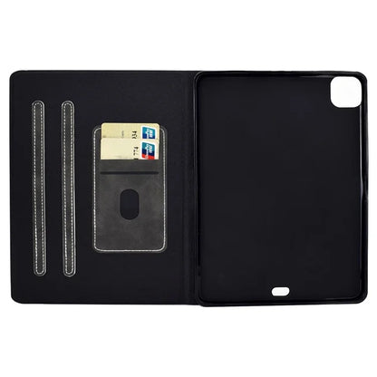 For iPad Pro 11 (2024) Case Cowhide Texture Leather Tablet Cover Multi-Angle Viewing
