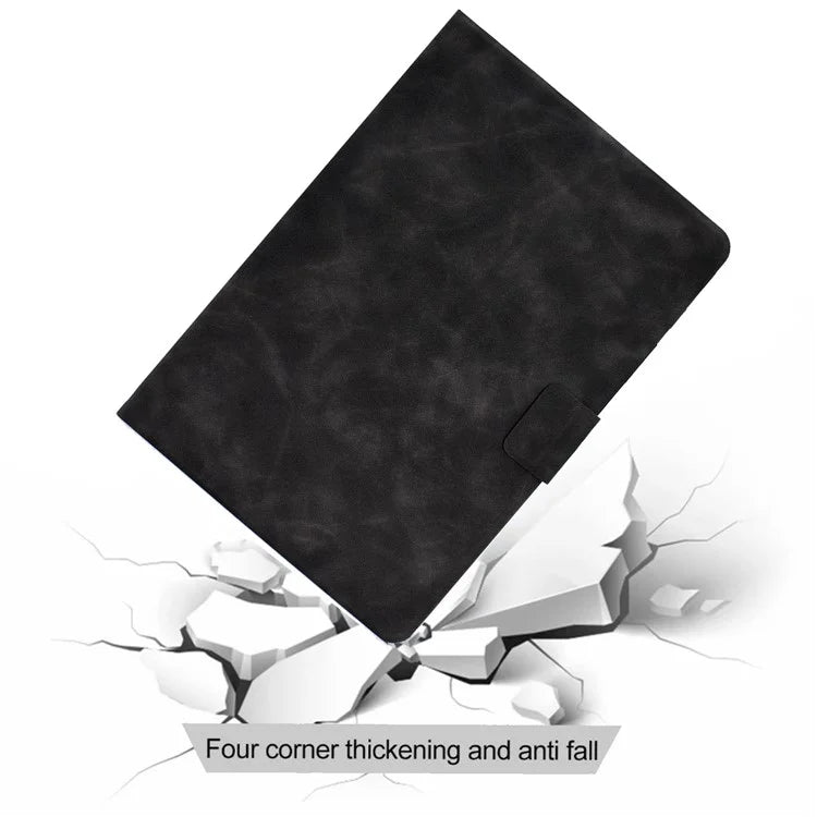 For iPad Pro 11 (2024) Case Cowhide Texture Leather Tablet Cover Multi-Angle Viewing
