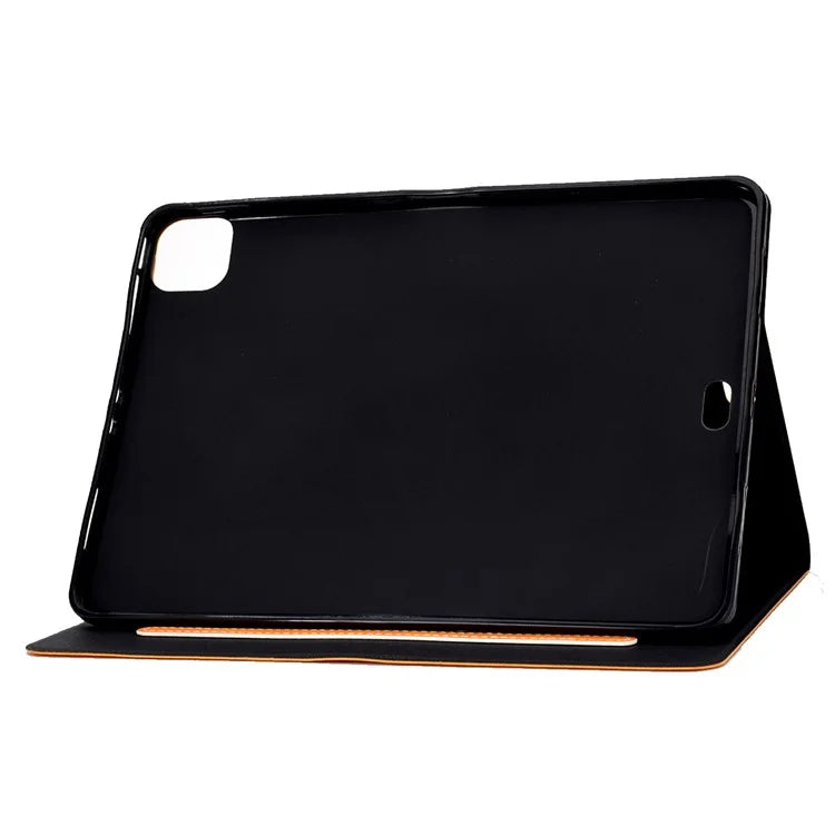 For iPad Pro 11 (2024) Case Cowhide Texture Leather Tablet Cover Multi-Angle Viewing