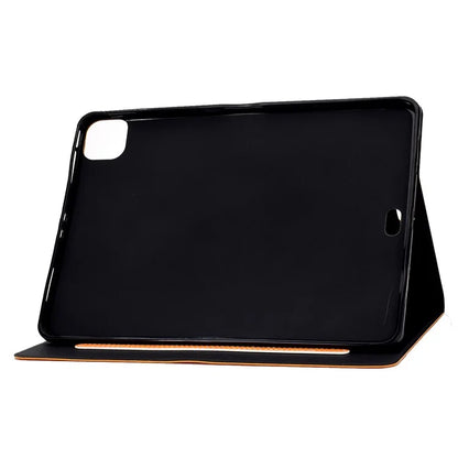 For iPad Pro 11 (2024) Case Cowhide Texture Leather Tablet Cover Multi-Angle Viewing