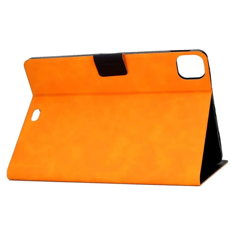 For iPad Pro 11 (2024) Case Cowhide Texture Leather Tablet Cover Multi-Angle Viewing