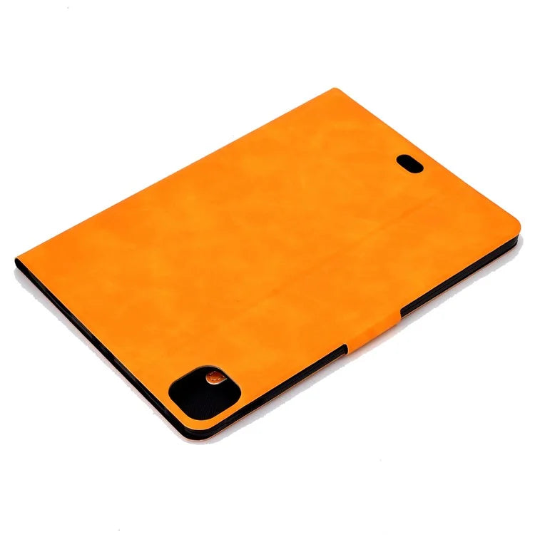 For iPad Pro 11 (2024) Case Cowhide Texture Leather Tablet Cover Multi-Angle Viewing