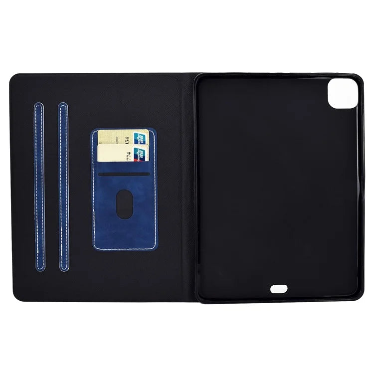 For iPad Pro 11 (2024) Case Cowhide Texture Leather Tablet Cover Multi-Angle Viewing