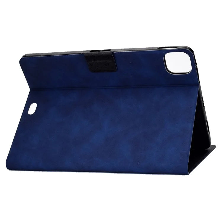 For iPad Pro 11 (2024) Case Cowhide Texture Leather Tablet Cover Multi-Angle Viewing