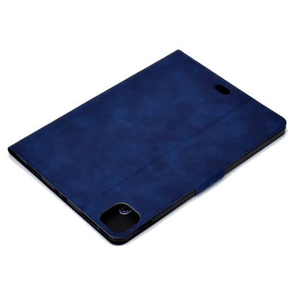 For iPad Pro 11 (2024) Case Cowhide Texture Leather Tablet Cover Multi-Angle Viewing