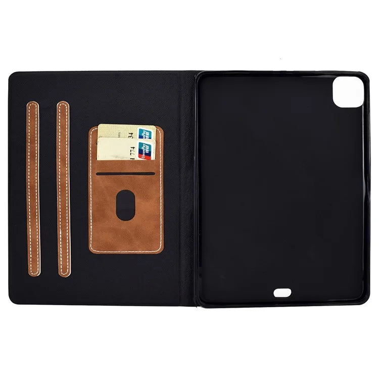 For iPad Pro 11 (2024) Case Cowhide Texture Leather Tablet Cover Multi-Angle Viewing