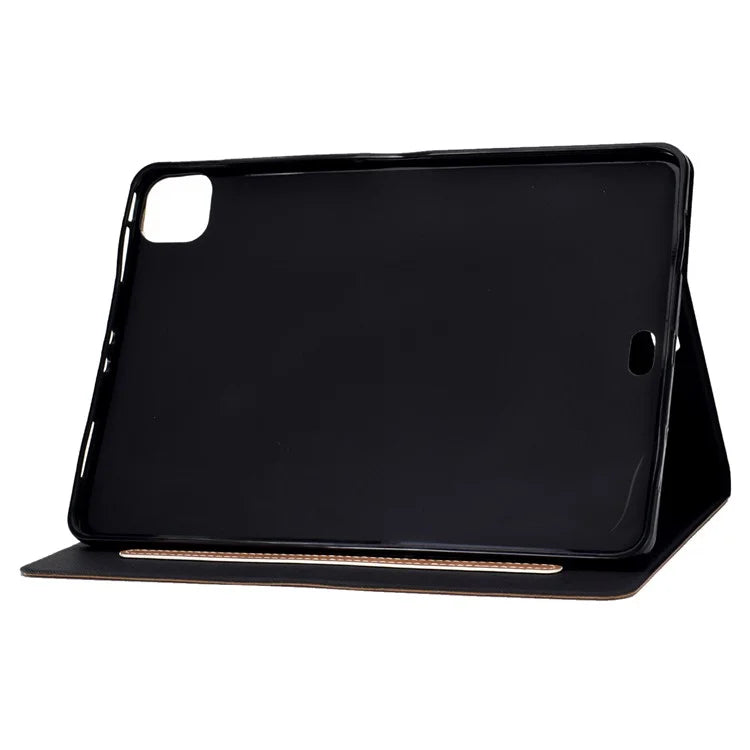 For iPad Pro 11 (2024) Case Cowhide Texture Leather Tablet Cover Multi-Angle Viewing