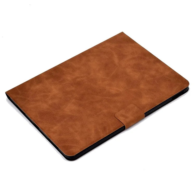 For iPad Pro 11 (2024) Case Cowhide Texture Leather Tablet Cover Multi-Angle Viewing