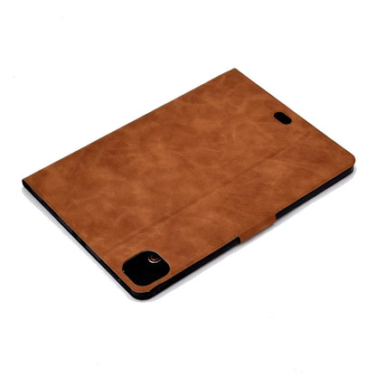 For iPad Pro 11 (2024) Case Cowhide Texture Leather Tablet Cover Multi-Angle Viewing