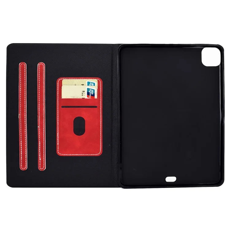 For iPad Pro 11 (2024) Case Cowhide Texture Leather Tablet Cover Multi-Angle Viewing