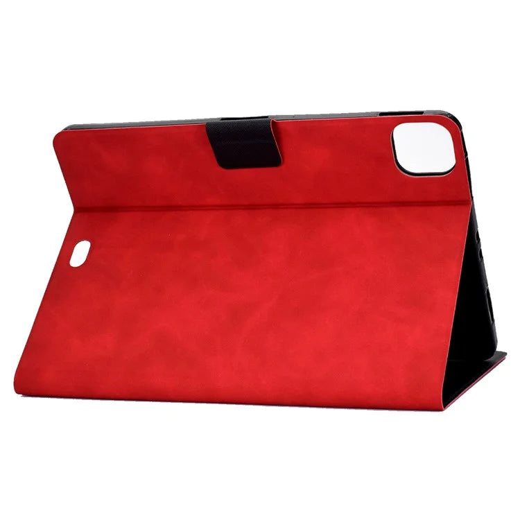 For iPad Pro 11 (2024) Case Cowhide Texture Leather Tablet Cover Multi-Angle Viewing
