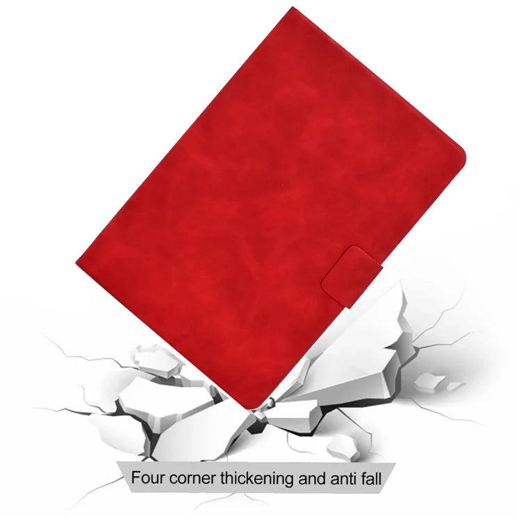 For iPad Pro 11 (2024) Case Cowhide Texture Leather Tablet Cover Multi-Angle Viewing