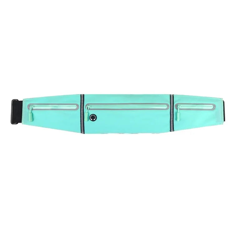 Outdoor Sports Waterproof Lycra Waist Bag with 3 Zippers Pouches for Running, Cycling, and Phones