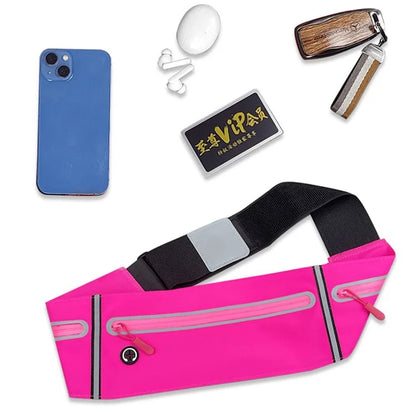 Outdoor Sports Waterproof Lycra Waist Bag with 3 Zippers Pouches for Running, Cycling, and Phones
