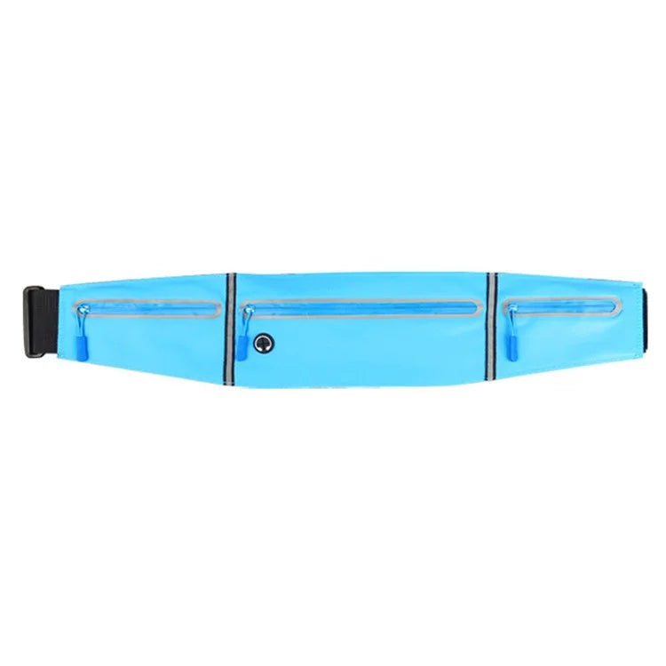 Outdoor Sports Waterproof Lycra Waist Bag with 3 Zippers Pouches for Running, Cycling, and Phones