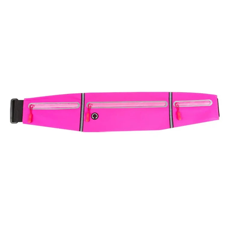Outdoor Sports Waterproof Lycra Waist Bag with 3 Zippers Pouches for Running, Cycling, and Phones