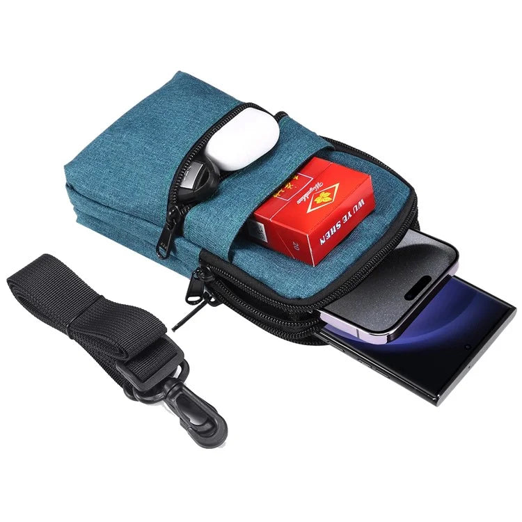 Denim Cloth Phone Storage Pouch Waist Crossbody Bag for Phones Below 7.2-inch