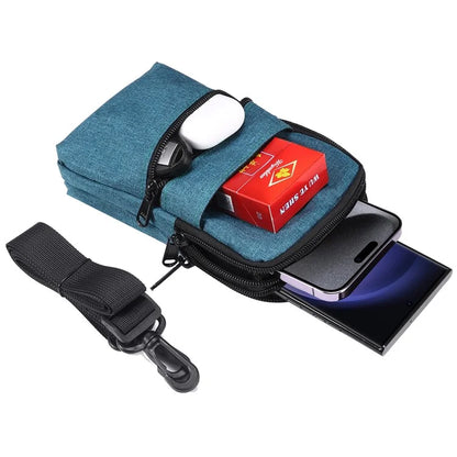 Denim Cloth Phone Storage Pouch Waist Crossbody Bag for Phones Below 7.2-inch