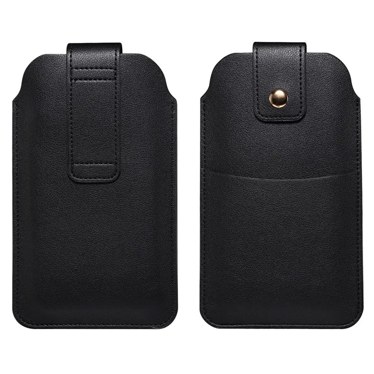 6.2-6.5inch Phone Storage Pouch Microfiber Leather Waist Bag, Size M