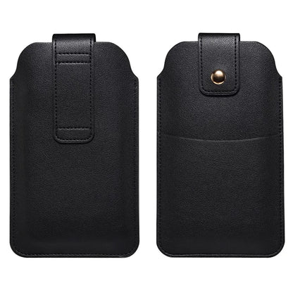6.2-6.5inch Phone Storage Pouch Microfiber Leather Waist Bag, Size M