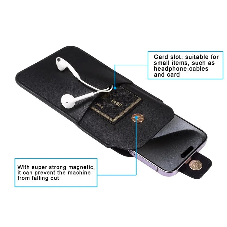6.2-6.5inch Phone Storage Pouch Microfiber Leather Waist Bag, Size M