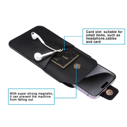 6.2-6.5inch Phone Storage Pouch Microfiber Leather Waist Bag, Size M