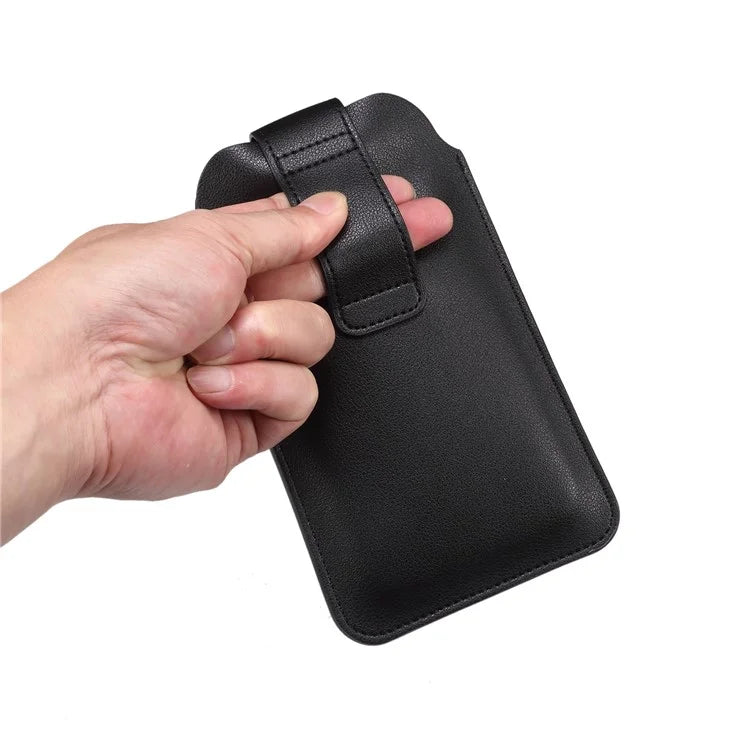 6.2-6.5inch Phone Storage Pouch Microfiber Leather Waist Bag, Size M