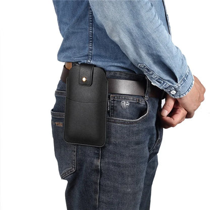 6.2-6.5inch Phone Storage Pouch Microfiber Leather Waist Bag, Size M