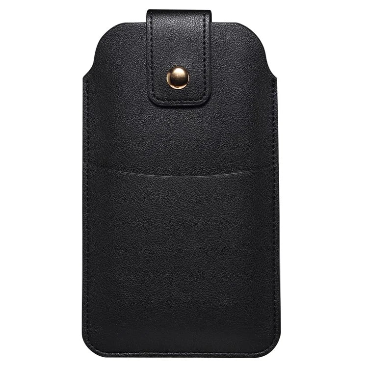 6.2-6.5inch Phone Storage Pouch Microfiber Leather Waist Bag, Size M