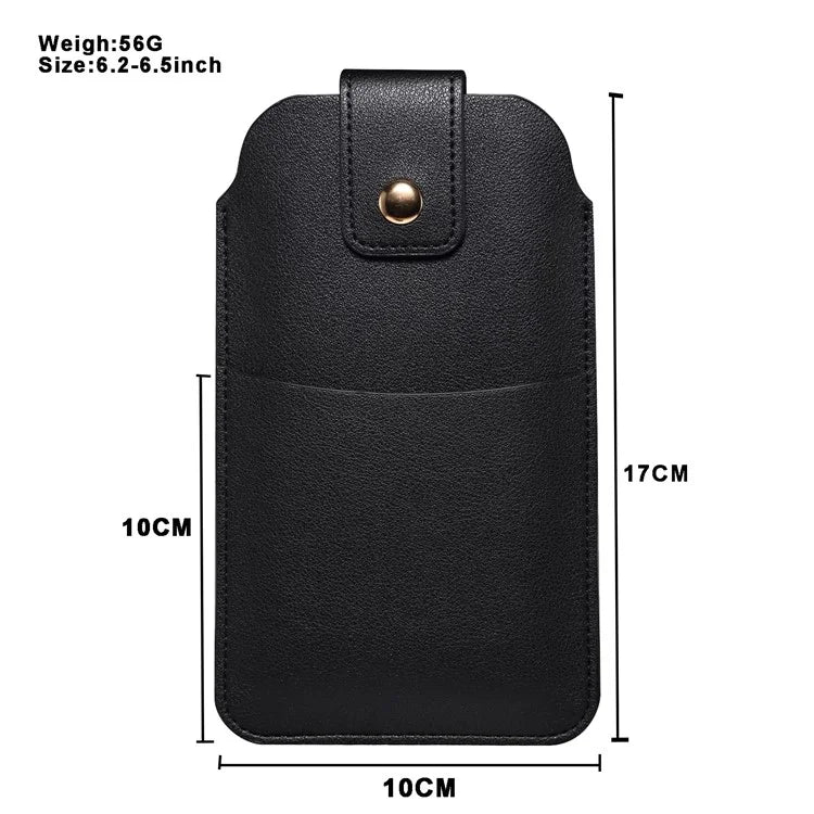 6.2-6.5inch Phone Storage Pouch Microfiber Leather Waist Bag, Size M