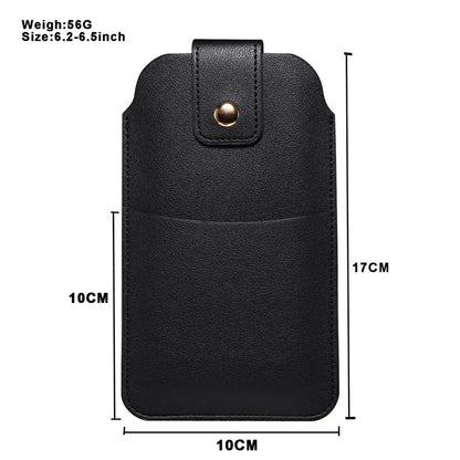 6.2-6.5inch Phone Storage Pouch Microfiber Leather Waist Bag, Size M