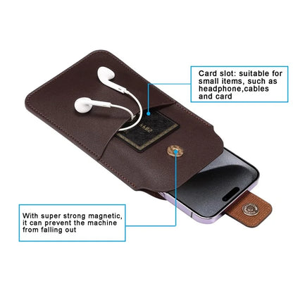 6.2-6.5inch Phone Storage Pouch Microfiber Leather Waist Bag, Size M