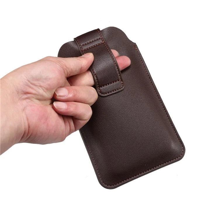 6.2-6.5inch Phone Storage Pouch Microfiber Leather Waist Bag, Size M