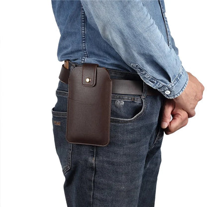 6.2-6.5inch Phone Storage Pouch Microfiber Leather Waist Bag, Size M