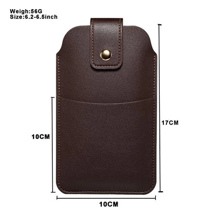 6.2-6.5inch Phone Storage Pouch Microfiber Leather Waist Bag, Size M