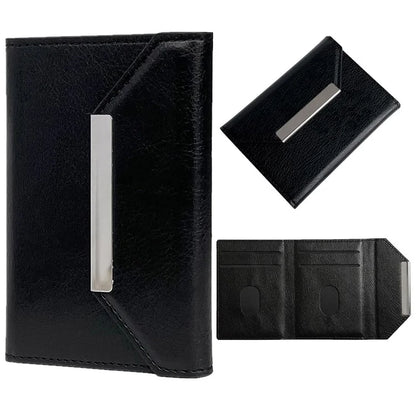 Solid Color PU Leather Card Bag Hardware Design 4 Card Slots Organizer