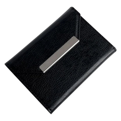 Solid Color PU Leather Card Bag Hardware Design 4 Card Slots Organizer